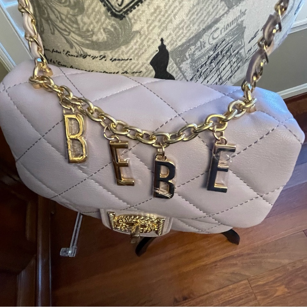 Bebe Lavender Quilted Crossbody Bag with Gold Accents - Picture 2 of 3
